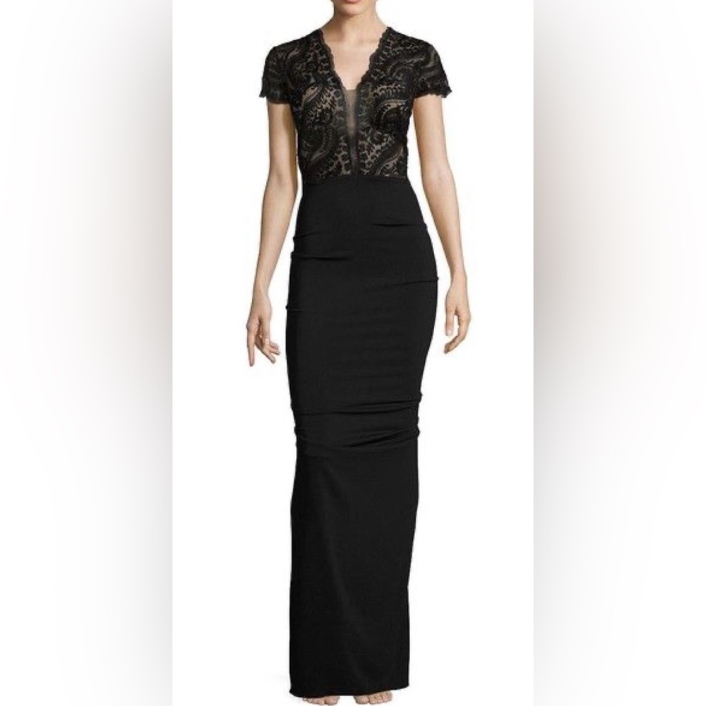 Elegant Navy Lace Evening Dress